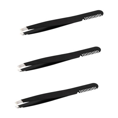 Angoily 3pcs Eyebrow Tweezer Stainless Steel Eyebrow Brush Comb for Eyelashes Extension Professional Makeup Tools for Brow Shaping for Home and Salon Use