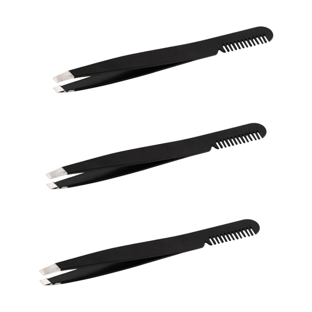 Angoily 3pcs Eyebrow Tweezer Stainless Steel Eyebrow Brush Comb for Eyelashes Extension Professional Makeup Tools for Brow Shaping for Home and Salon Use