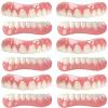 LXURY False Teeth Comfortable Top and Bottom Instant Veneers Fake Teeth Nature Silica Gel Dentures Perfect Smile Veneers Cosmetic Teeth Whitening Temporary Prosthesis Teeth for Men Women,A,6PCS view 1
