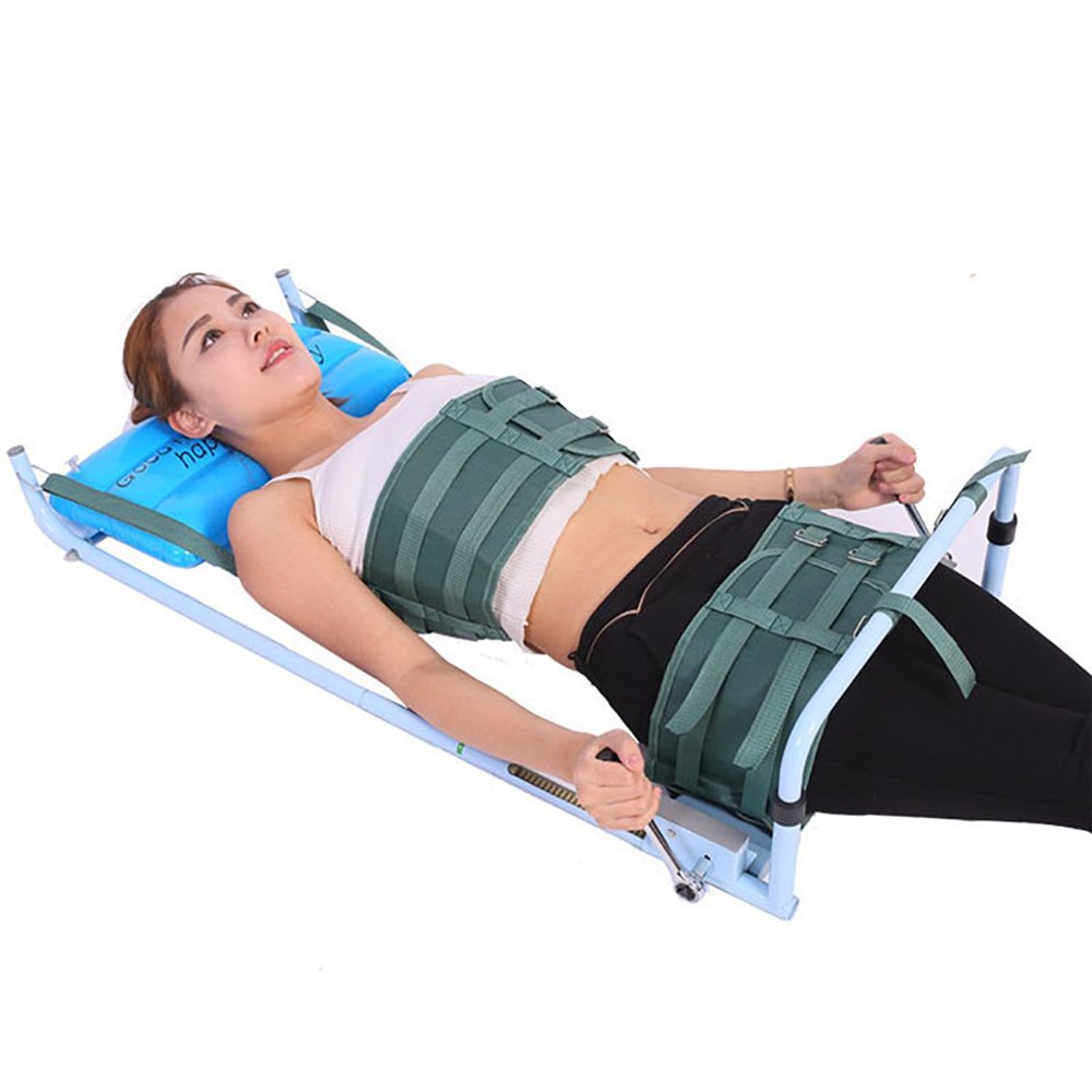 Back Lumbar Traction Device, Cervical Spine Extension Stretcher Device with Inflatable Headrest and Adjustable Nylon Buckle, 0-800N Waist and 0-200N Neck Traction, Comfortable Harmless, for Home