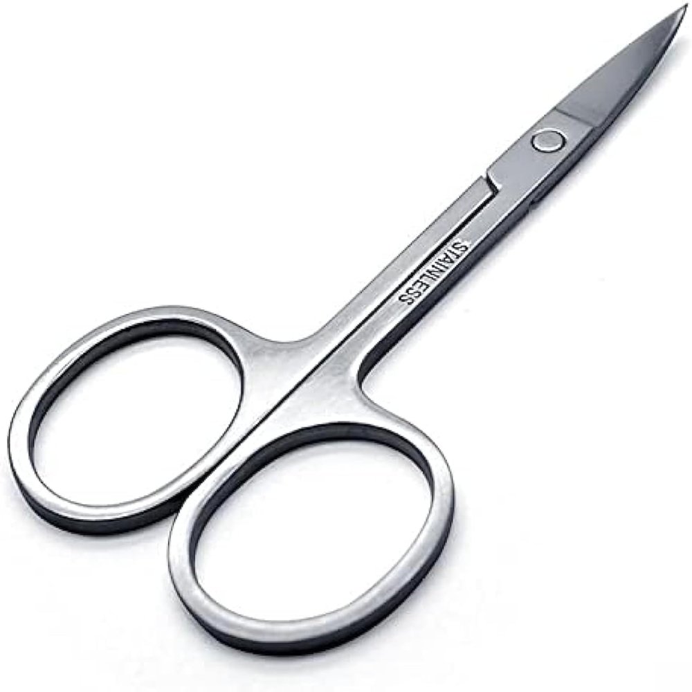 Stainless Steel Facial Hair Scissors - Small Straight Tip Scissors for Eyebrows, Nose, Moustache, Beard & Eyelash