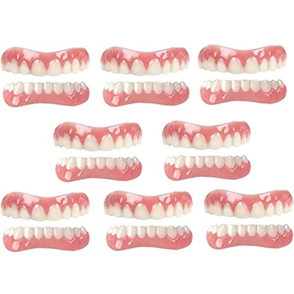 LXURY Prosthesis Teeth Immediate Cosmetic Veneer False Teeth for Men Women Temporary Prosthesis Teeth Reusable Perfect Smile Silicone Dental Prostheses for Protecting Teeth Regaining Smile,01,8PCS