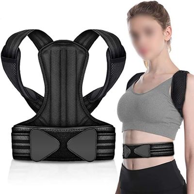 LUXRUB Back Brace Posture Corrector Breathable Shoulder Straightener Women Men Scoliosis And Hunchback Correction Spinal Support Neck Clavicle Posture Trainer (Color : Black, Size : L)