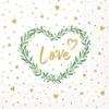 20 Napkins Wedding & Love Love in Green Heart as Table Decoration Paper Napkins with Motif Also for Decoupage and Decoupage 33 x 33 cm view 1
