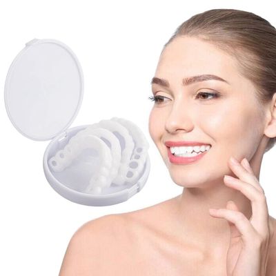 Dazzluxe Fake Teeth Temporary Denture, 2 Paire Instant Teeth Veneer Snap in Veneers Teeth Confidence Smile White Dentures for Men And Women Bad Teeth Whitening Alternative
