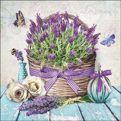 20 Ambiente Paper Napkins Fleur de Lavande Vintage Table Decoration with Motif Also for Party or Decoupage 33 x 33 cm