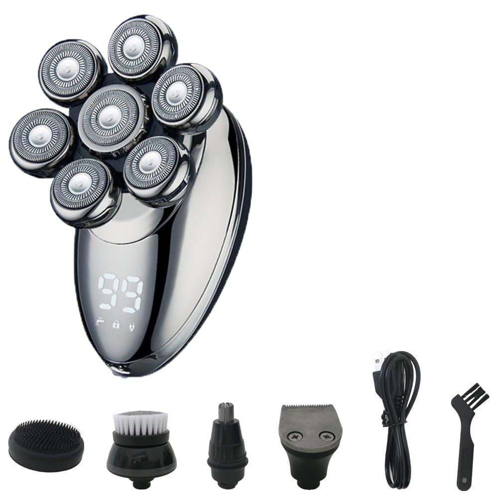Electric Razor for Men, 5 in 1 Shaver 7 Blades Multi Grooming Kit Digital Display Electric Shaver Hair Trimmer Beard Rlectric Razor Wet Dry Men Facial Shaving Machine