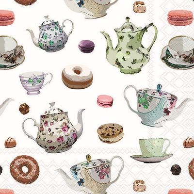 20 Ambiente Paper Napkins Classic Tea pots Vintage Table Decoration with Motif Also for Party or Decoupage 33 x 33 cm