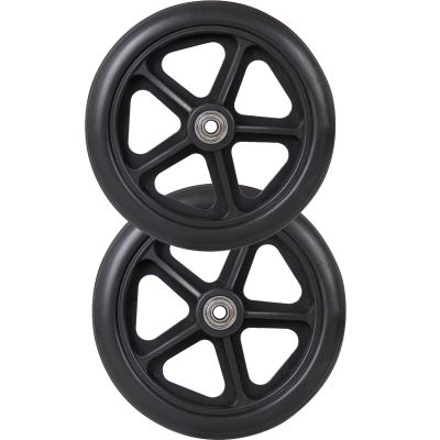 WORDFUN Wheel Replacement Parts For Wheelchairs, Front Wheel Tires For Wheelchair, Black Grey (2 Pcs), 2" (50 Mm) Hub Width, Solid Tyre, Wheelchair Caster Wheel