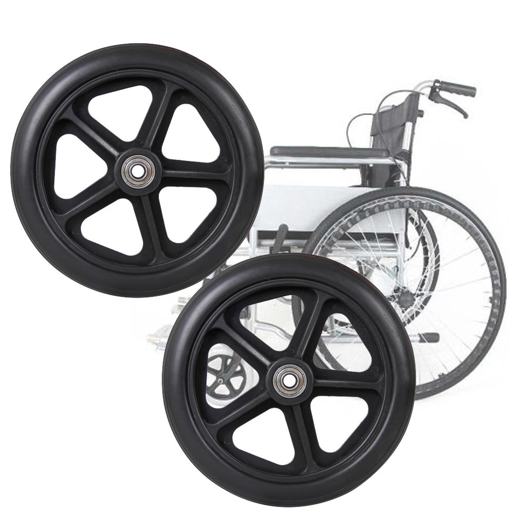 WORDFUN Black Grey (2 Pcs), Front Wheel Tires For Wheelchair, Wear Resistants And Non Slip, Solid Tires Front Wheel, Suitable For Handicapped Wheelchairs, 6 In 7 In