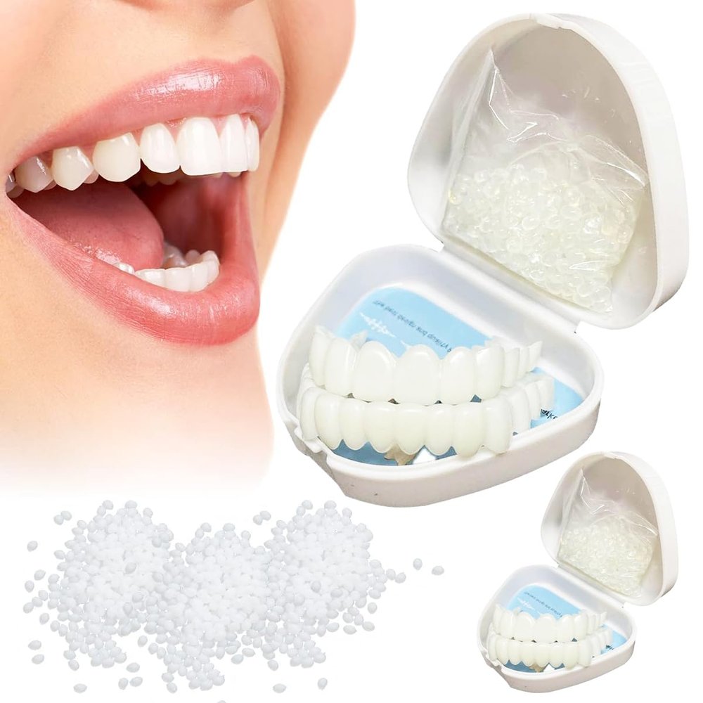 Dazzluxe 2 Pairs False Teeth Whitening Cosmetic Snap on Dentures White Instant Teeth Veneers for Women Men Comfortable Protect Your Teeth And Remain Confident Smile