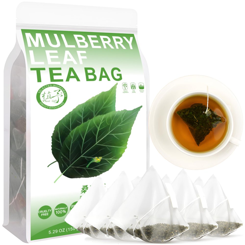 100% Natural Mulberry Leaf Tea Bag, 150g/5.29oz (3g*50bags)  Mulberry Leaves Tea - Loose Leaf Herbs - Non-GMO - Dried Mulberry Loose Leaves Sang Ye Herbal Tea Sugar Free