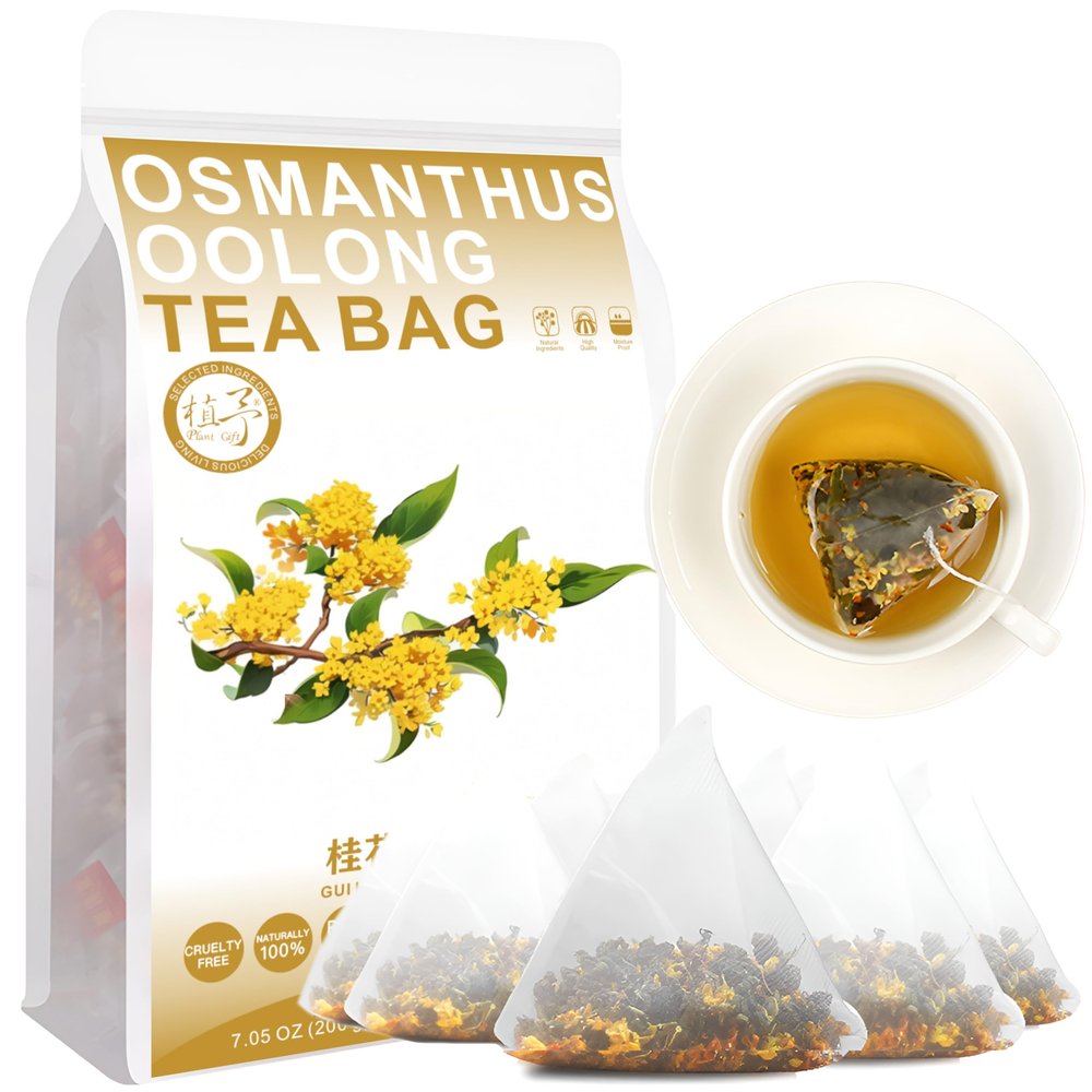 100% Natural Osmanthus Oolong Tea Bag, 200g/7.05oz (4g*50bags) Osmanthus with Light Roasting TieGuanYin Oolong Tea Loose Leaf  Natural Herbal Tea, Combination Herbal Tea