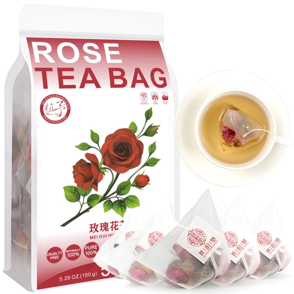 100% Rose Tea Bag, 150g/5.29oz (3g*50bags) Pure Natural Dried Rose Buds - Rosebuds Dried Flowers - Perfect Choice For Rose Tea, Baking, Crafting, Soap Making