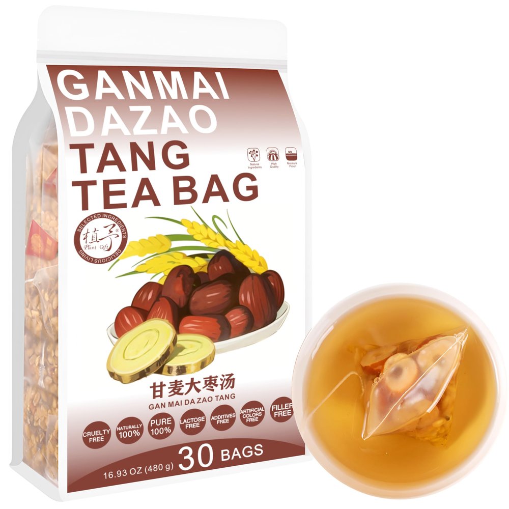 100% Pure Natural Herbal Tea, Ganmai Dazao Tang Tea Bag, 480g/16.93oz (16g*30bags) Wheat, Licorice, Caffeine Free, No Additives, Non-GMO