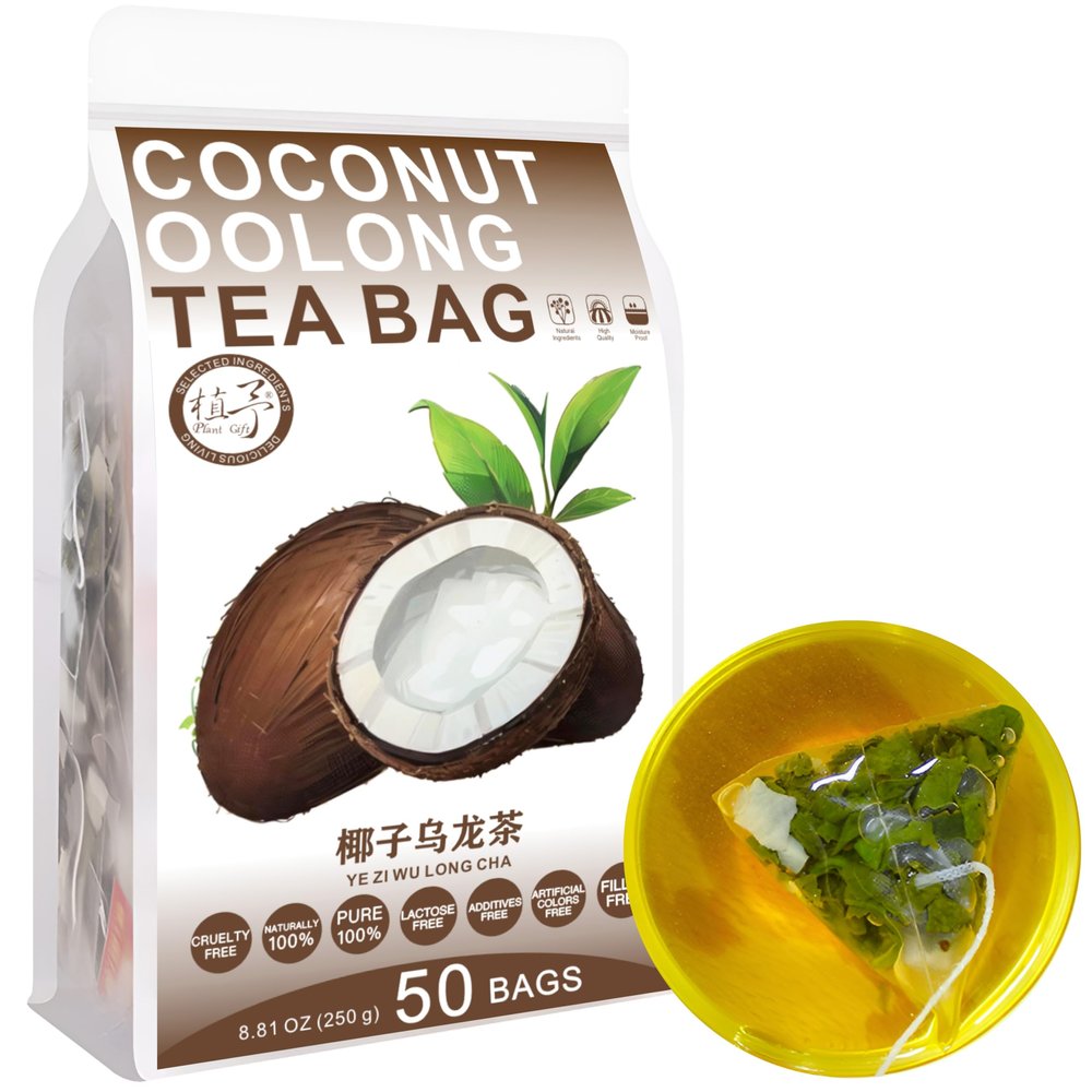100% Pure Natural Herbal Tea, Coconut Oolong Tea Bag, 250g/8.81oz (5g*50bags), ,No Additives, Non-GMO