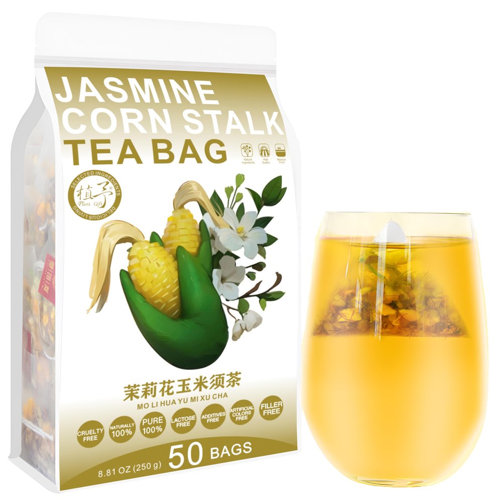 100% Pure Natural Herbal Tea, Jasmine Corn Stalk Tea Bag, 250g/8.81oz (5g*50bags)  Corn Grain, Jasmine Flower, Gardenia, Caffeine Free, No Additives, Non-GMO