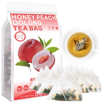 100% Honey Peach Oolong Tea Bag, 175g/6.17oz (3.5g*50bags) Natural Loose Leaf Tea Smooth, Clean & floral Aromatic Tea body, Caffeinated & Sugar-Free, Non-GMO, Gift Ideas for Tea Lovers 