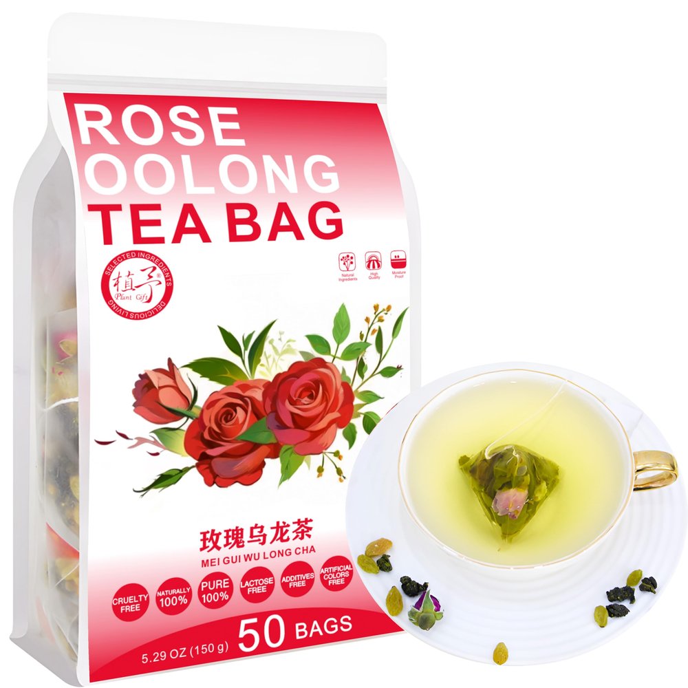 100% Natural Rose Oolong Tea Bag, 150g/5.29oz (3g*50bags) Oolong Tea, Dried Grape, Rose  Herbal Tea, Combination Herbal Tea