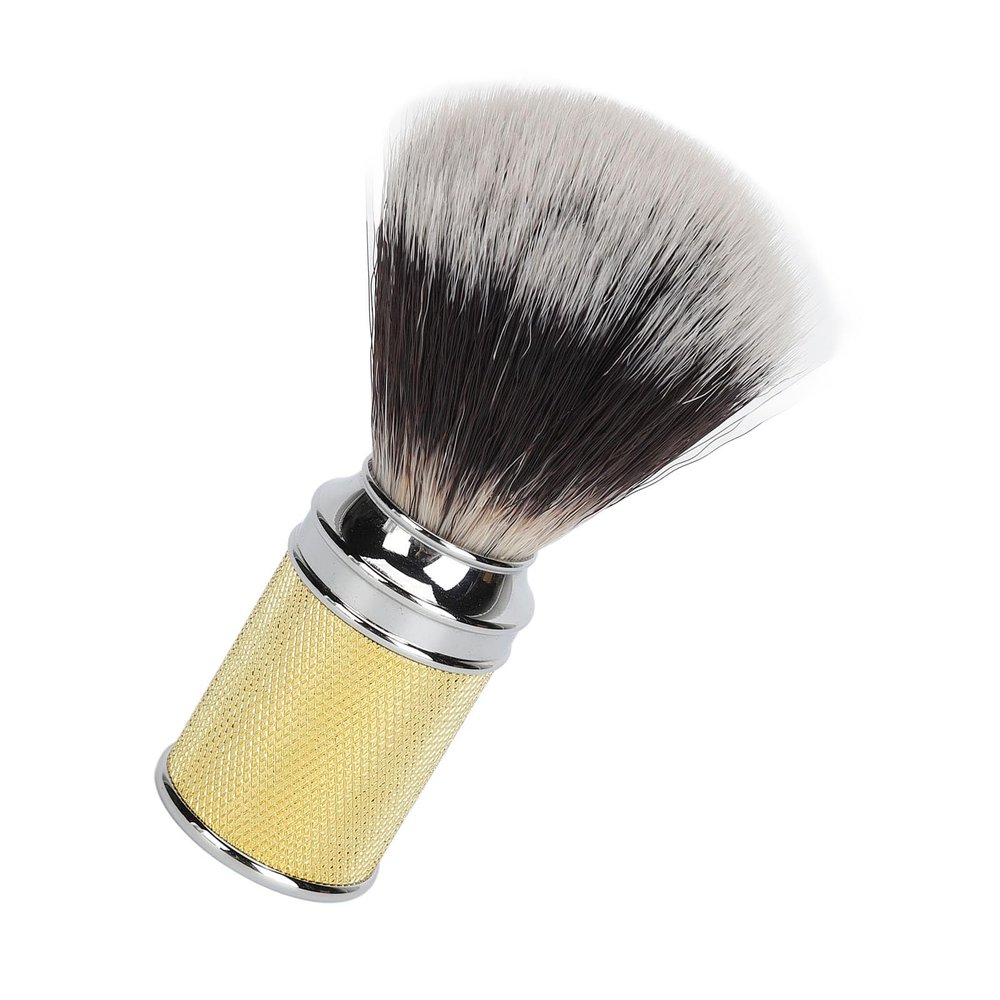 Beard Foam Brush, Beard Foam Soft Brush Curved Handle Synthetic Portable for Salon (Gold)
