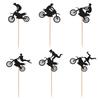 24pcs Motorcycle Cupcake Toppers, Black Glitter Dirt Bike Cake Topper Motorbike Cupcake Picks Party Cake Decorations for Sports Motocross Themed Birthday Party Cake Decorations Supplies view 3