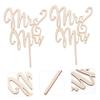 Warmhm 5pcs Mr and Picks Wooden Wedding Cake Decorations for Bridal Shower Birthday Engagement Party view 3