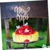 Warmhm 5pcs Mr and Picks Wooden Wedding Cake Decorations for Bridal Shower Birthday Engagement Party view 4