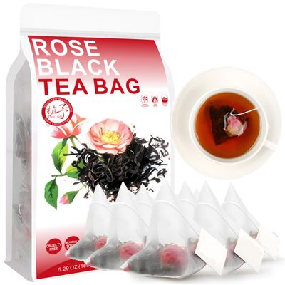 100% Natural Rose Black Tea Bag, 150g/5.29oz (3g*50bags)  100% Pure Black Tea Leaves, Rose Petals - Loose Leaf Herbs - Non-GMO - Steep 50 Cups, Caffeinated Iced & Hot TeaTea Bag