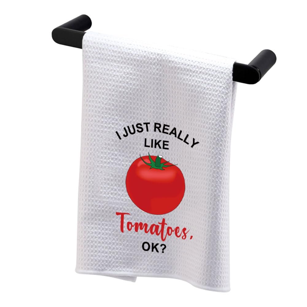 BDPWSS Tomato Kitchen Towel Tomato Lover Gift Funny Tomato Gardener Gift I Just Really Like Tomatoes Ok Tomato Theme Gift (Really Like Tomatoes TW)