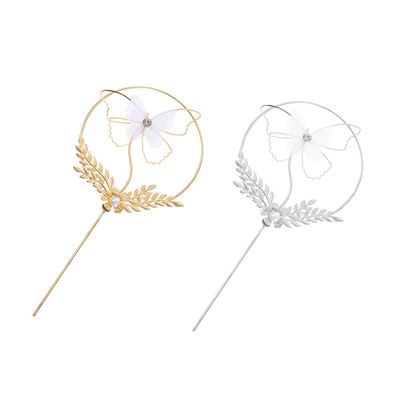 Ciieeo 2pcs Delicate Cake Toppers Rhinestone Flower Accents Elegant Birthday Cake Decorations for Parties Includes and Options