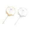 Ciieeo 2pcs Delicate Cake Toppers Rhinestone Flower Accents Elegant Birthday Cake Decorations for Parties Includes and Options view 1