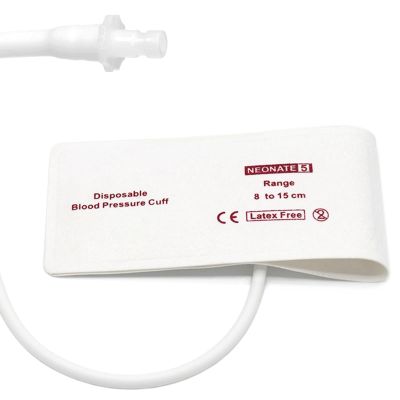 5PCS Disposable Blood Pressure Cuff with Single Tube + BP12 Connector for #5 Neonate 8-15 cm, Replacement NIBP Cuff, Non-Woven Fabric BP Cuff