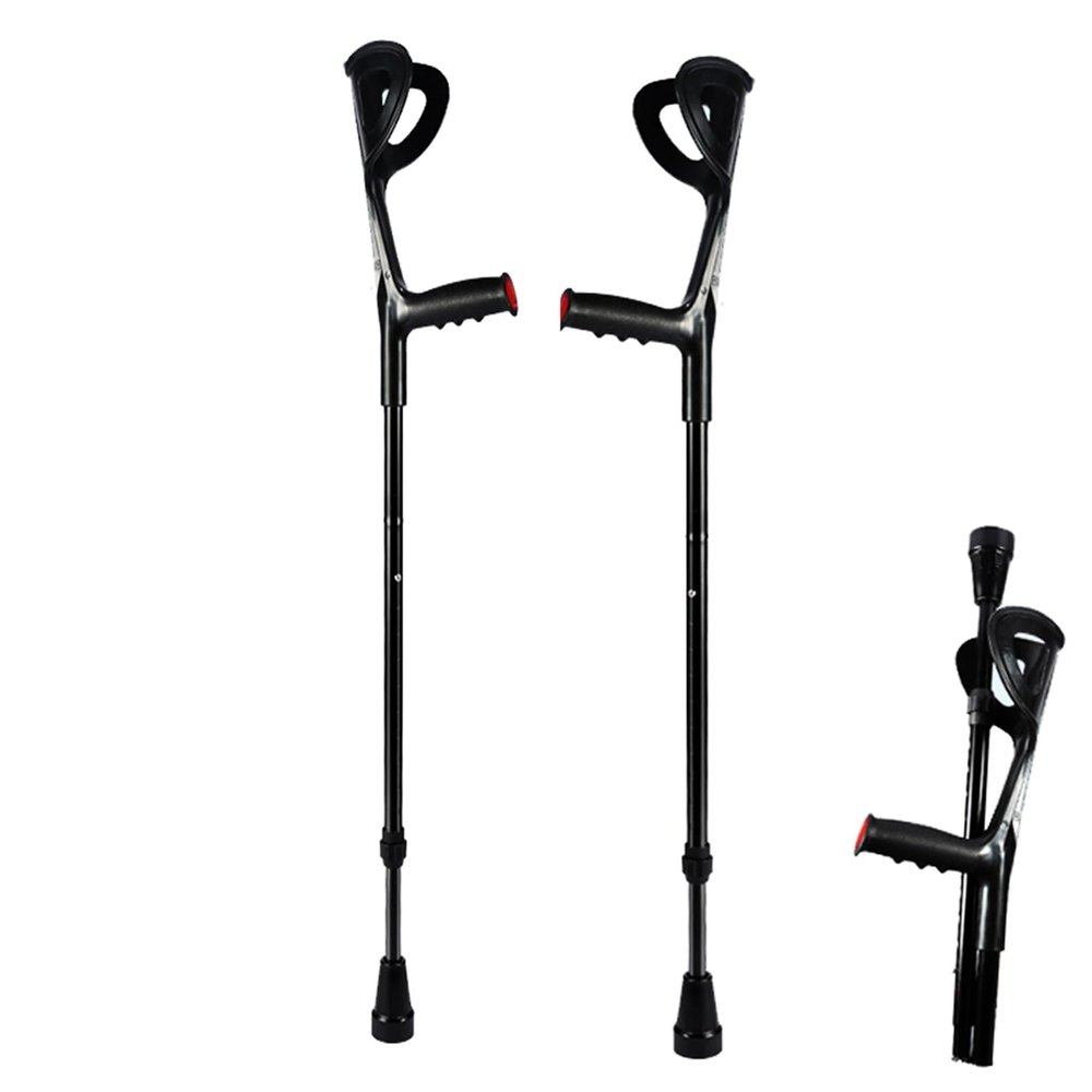 1 Pair Folding Elbow Crutches, Retractable Forearm Crutches, Height Adjustable Ergonomic Walking Aid