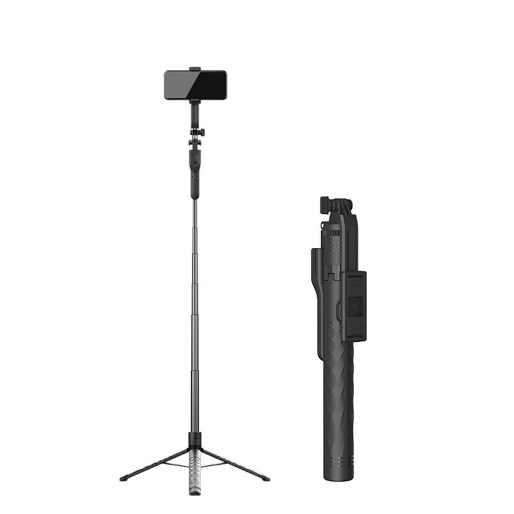 1.7m Integrated Telescopic Pole Floor Tripod Portable Mobile Phone Tripod, Remote Control Handheld Selfie Stick Tripod for Live Stream/Vlog