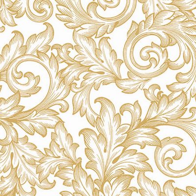 20 Napkins Baroque Swings Design Gold White Table Decoration Paper Napkins with Motif Also for Decoupage and Decoupage 33 x 33 cm