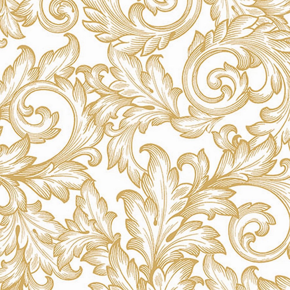 20 Napkins Baroque Swings Design Gold White Table Decoration Paper Napkins with Motif Also for Decoupage and Decoupage 33 x 33 cm