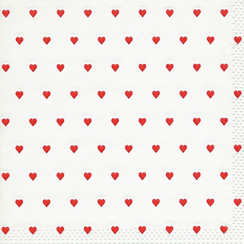 16 Embossed Napkins Wedding & Love Small Hearts Red as Table Decoration Paper Napkins with Motif and Embossing Also for Decoupage and Decoupage 33 x 33 cm