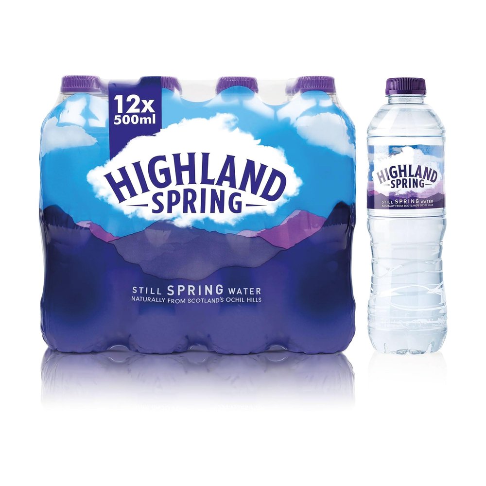 Hiighland Spring Water 500ml x 12 | Pure Scottish Spring Water | Convenient Multipack | Crisp Hydration | Embrace the Purity | Quench Your Thirst with Highland Spring