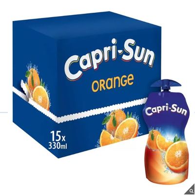 Capri Sun Orange Juice Drink | Made with Spring Water | Resealable | Suitable for Vegans | 15 x 330ml