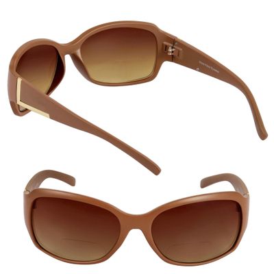 2 Pair of 'The Fashionista' Womens Designer Bifocal Sunglasses - Outdoor Reading Glasses (Brown, 1.25)