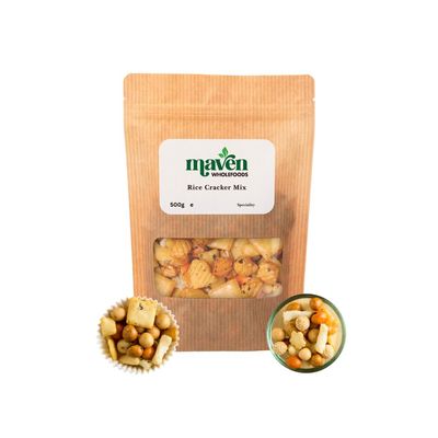 Maven Wholefoods Japanese Rice Cracker Mix 500g | GMO Free | Vegan | Crispy & Toasted | Snacking | Dairy Free | Ready to Eat | A Mix of Peanut Crackers & Rice Crackers (500g)