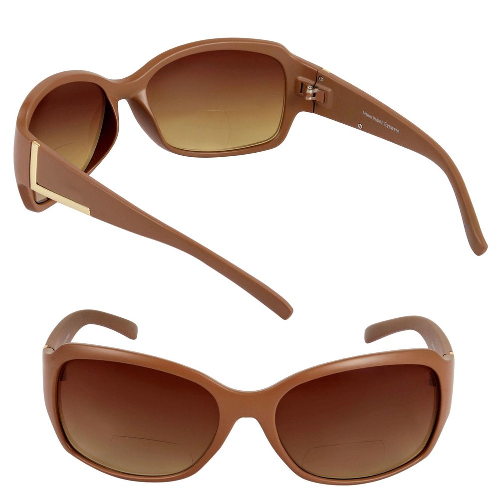 2 Pair of 'The Fashionista' Womens Designer Bifocal Sunglasses - Outdoor Reading Glasses (Brown, 2.25)