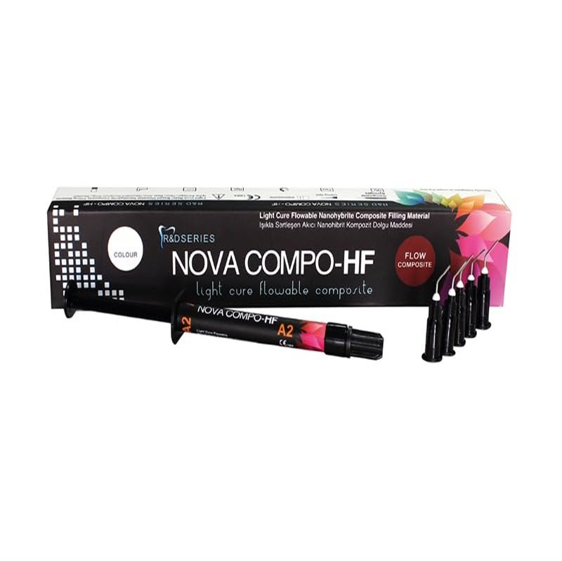 2 Pack - Imicryl Nova Compo HF Flowable Composite, Light-Curing, radiopaque flowable Composite - Suitable for Using as a Cavity Liner and Any Kind of Small Cavities, A1, A2, A3, A3,5 Colors. (A1)