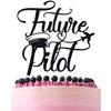 ZACHAKO Glitter Future Pilot Cake Topper, Graduation Party Decorations Supplies, 1 Count, Paper, Childrens-cake-toppers, Cake Topper, 1 Piece view 1