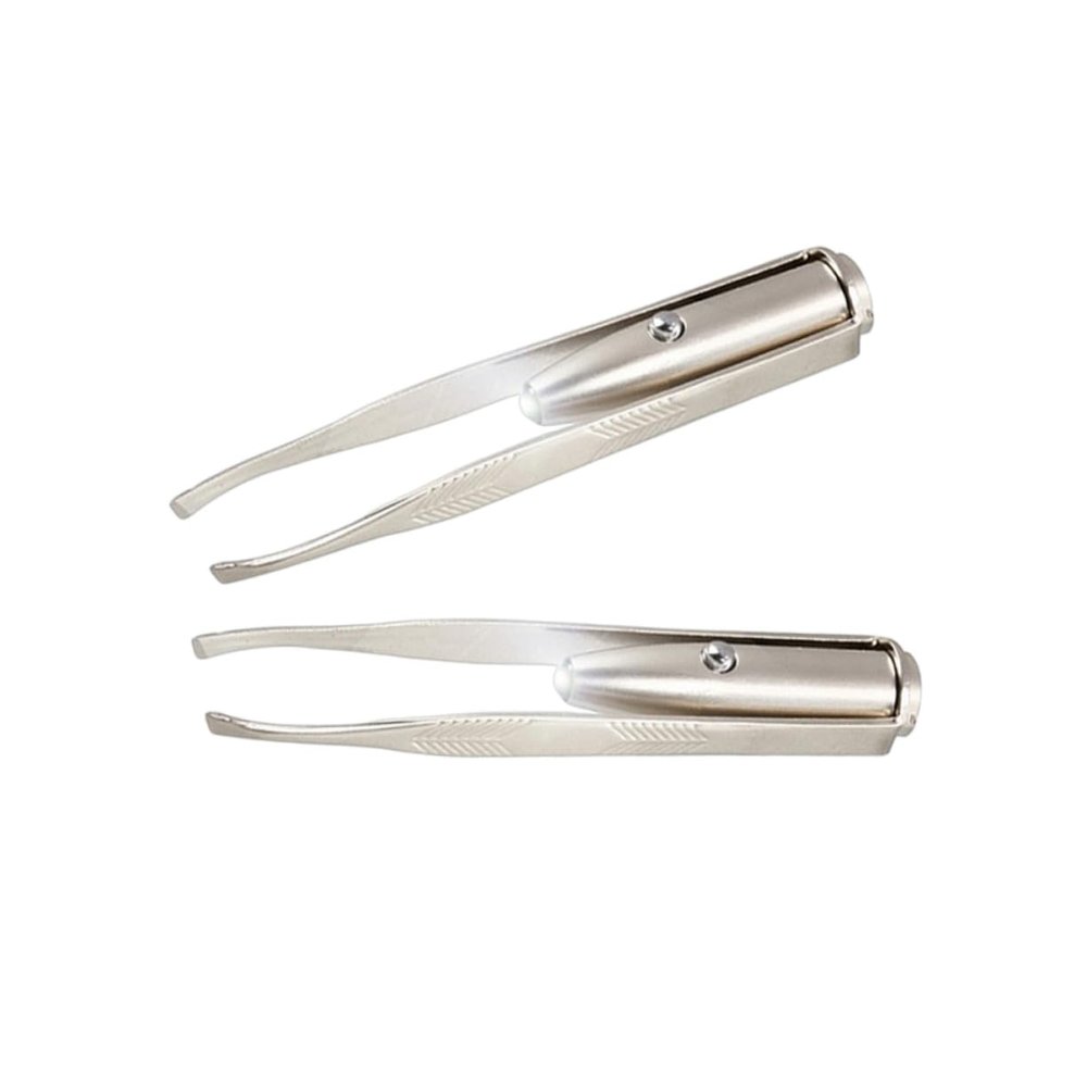 Angoily LED Light Eyebrow Tweezer and Eyelash Tweezers with Precision Tip Portable Hair Removal Tool for Women Facial Hair Grooming