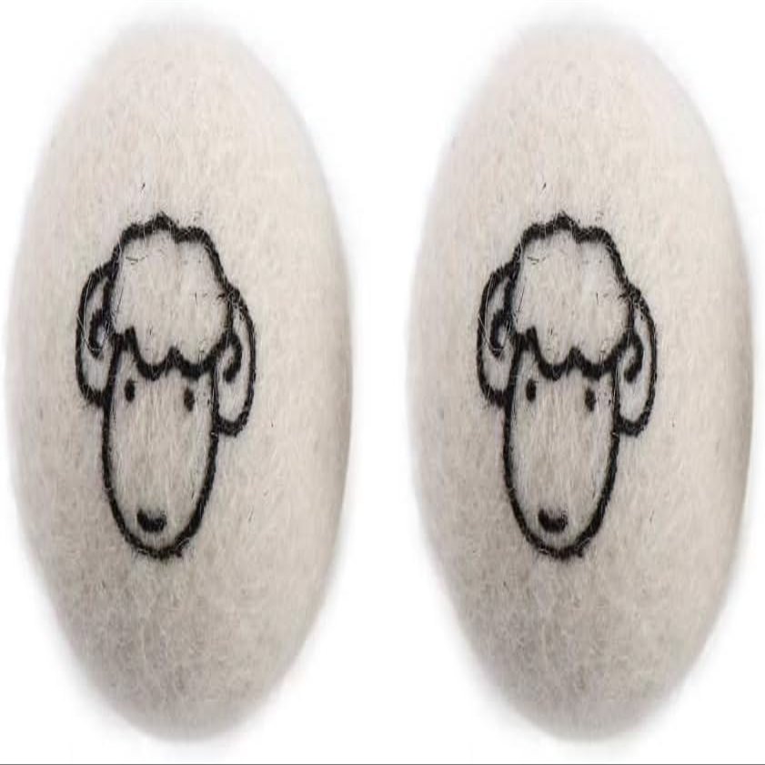 2Pcs White Wool Dryer Balls, Reusable Laundry Balls Softener Washing Fleece Dry Kit Anti-Static Reduce Wrinkles and Save Time Drying Ball,Laundry,House Supplies(with Pattern), White, No
