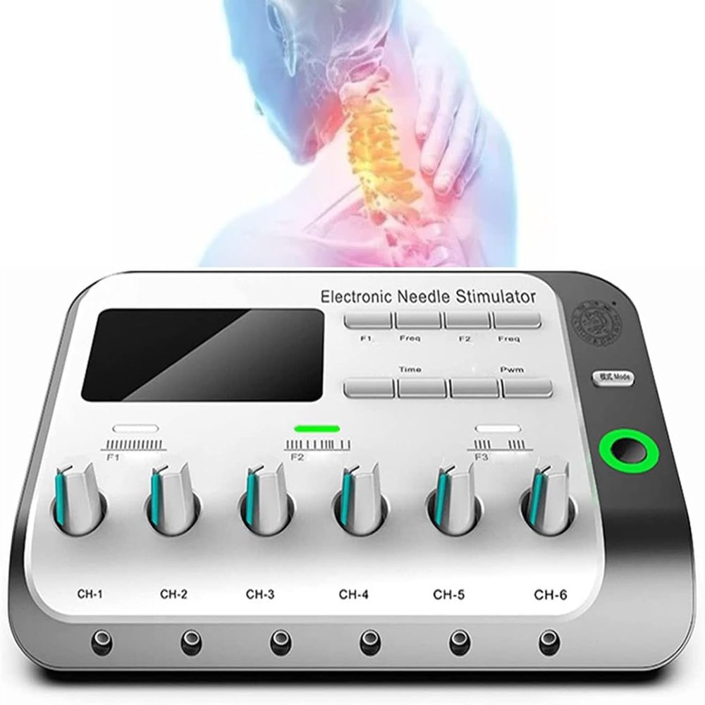 Ririfs Multi-Functional Electronic Acupuncture Treatment Device 6 Output Channel Electric Acupuncture Stimulator Machine Relax Electroacupuncture Patch Body Massager
