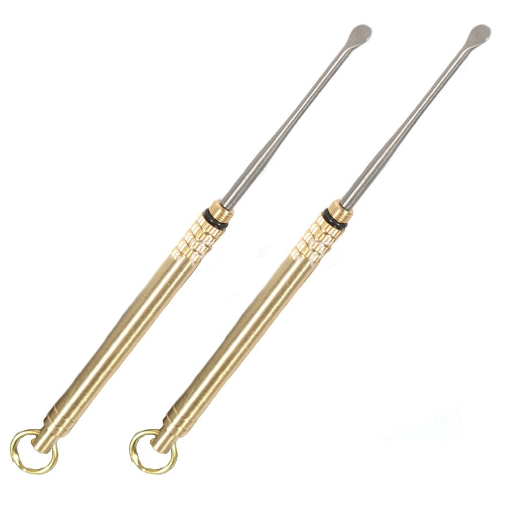 2 Pcs Pocket Ear Pick, Portable Titanium Ear Pick Scoop Cleaner with Key Ring, Reusable Earwax Removal Tool for Outdoor Travel
