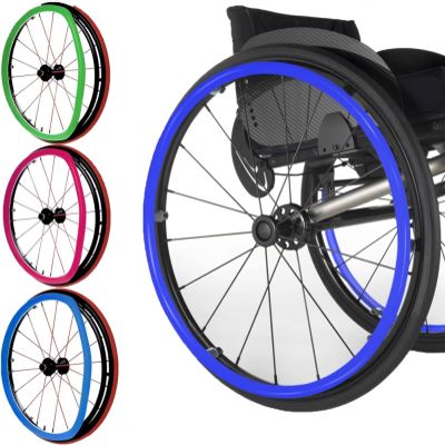 UiiLo Wheelchair Push Wheel Covers,Pair of 24 Inch Silicone Wheelchair Push Rim Covers - Wear-Resistant Hand Push Protective Cover and Practical Wheelchair Accessories. (Color : Blue, Size : 24in)