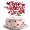 1 Pack Happy Valentines Day Cake Topper Glitter Rose Flower Sweet Heart Love alentines Cake Pick for Happy Valentine's Day Engagement Bridal Shower Birthday Party Cake Decorations Supplies Red view 1